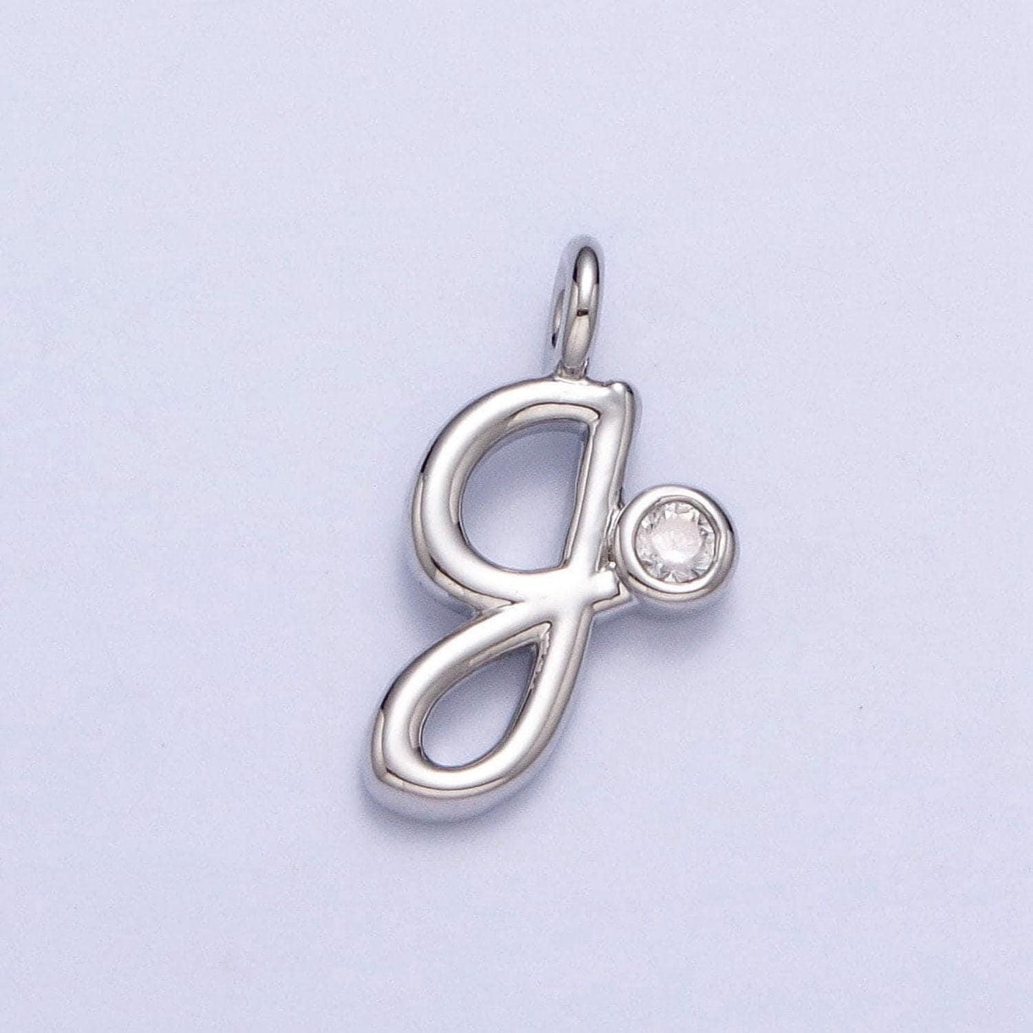 Dainty silver lower case initial letter alphabet charm pendant small cursive charm font simple minimalist personalized jewelry