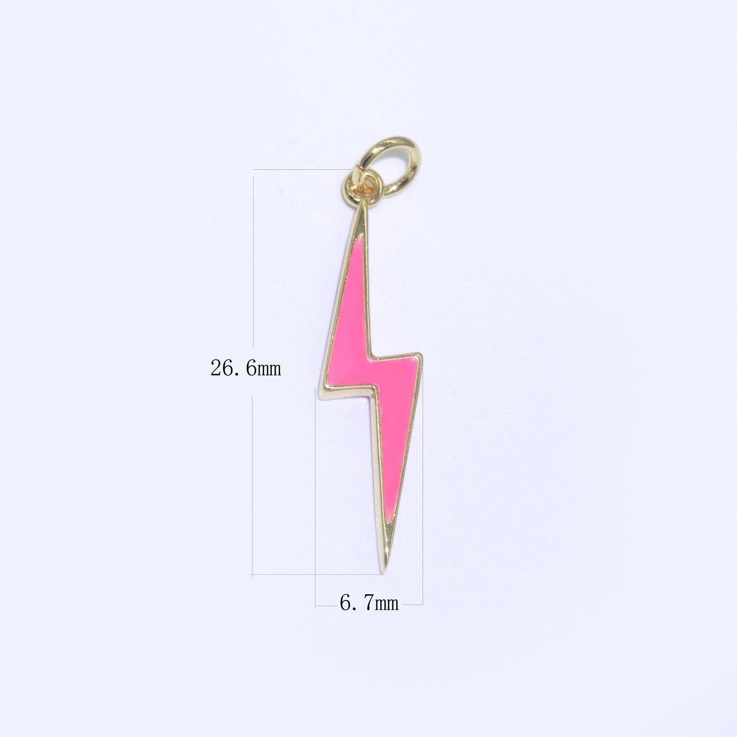 Enamel lighting gold charm colorful bolt pendant, statement jewelry rock n roll wizard thunder pendant for necklace earring bracelet, m305