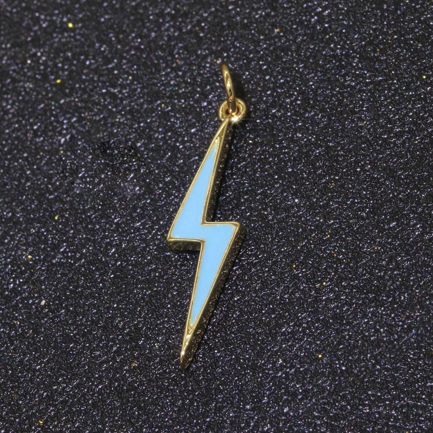 Enamel lighting gold charm colorful bolt pendant, statement jewelry rock n roll wizard thunder pendant for necklace earring bracelet, m305