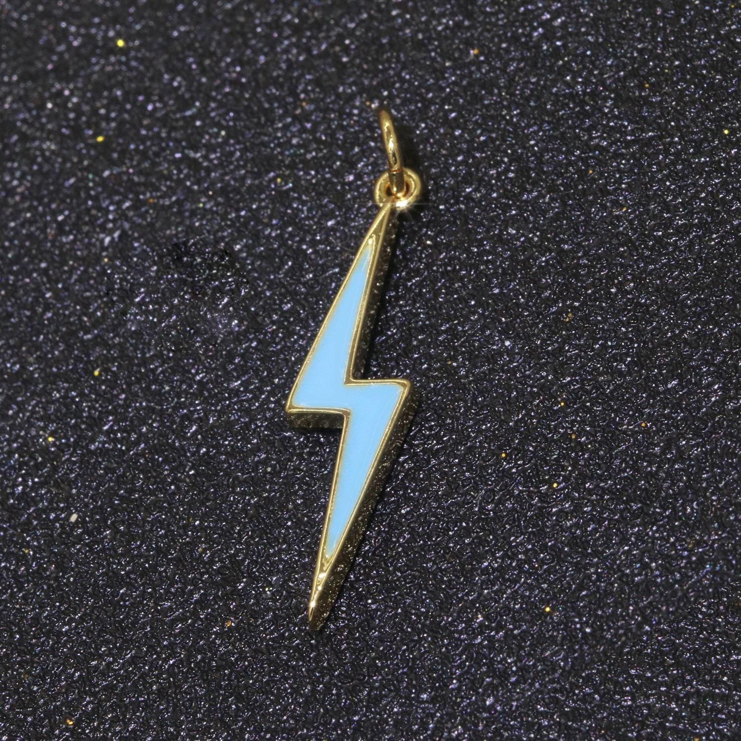 Enamel lighting gold charm colorful bolt pendant, statement jewelry rock n roll wizard thunder pendant for necklace earring bracelet, m305