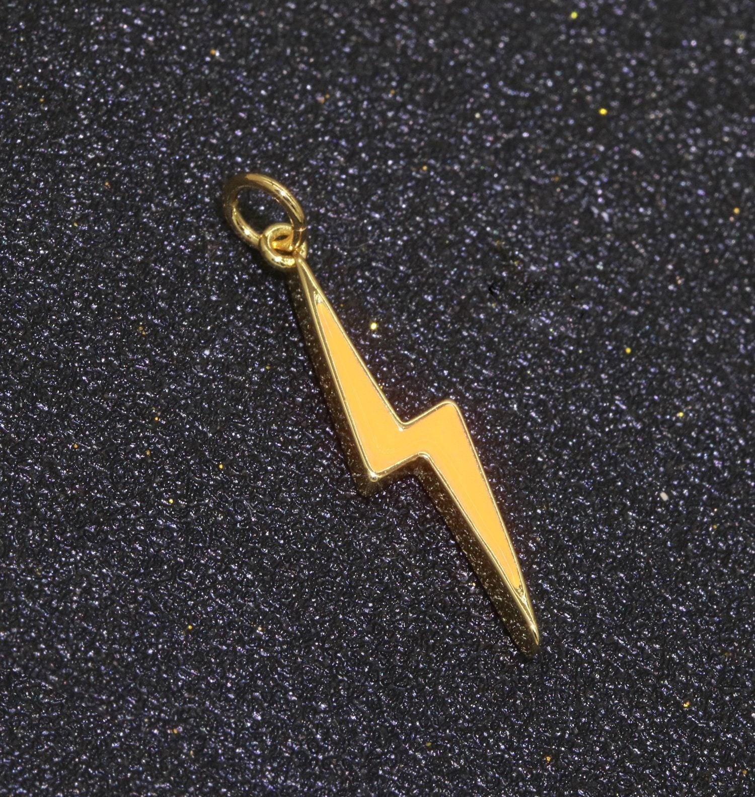 Enamel lighting gold charm colorful bolt pendant, statement jewelry rock n roll wizard thunder pendant for necklace earring bracelet, m305