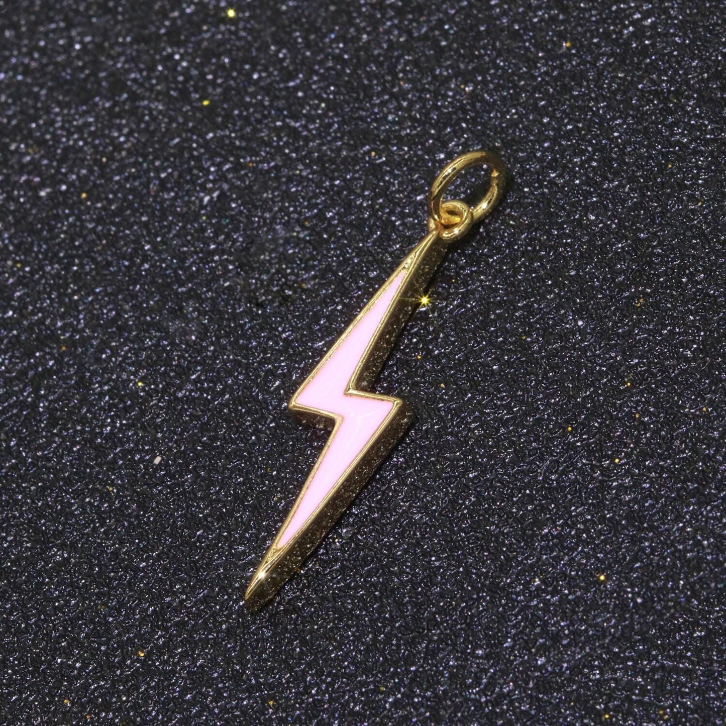 Enamel lighting gold charm colorful bolt pendant, statement jewelry rock n roll wizard thunder pendant for necklace earring bracelet, m305