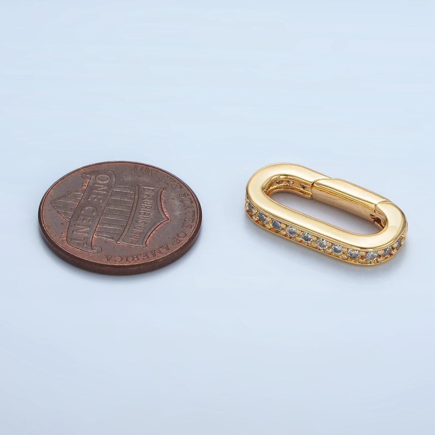 Dainty 24k gold fill spring gate oval ring clasp push gate ring cz oval ring, gold filled charm holder link connector z940