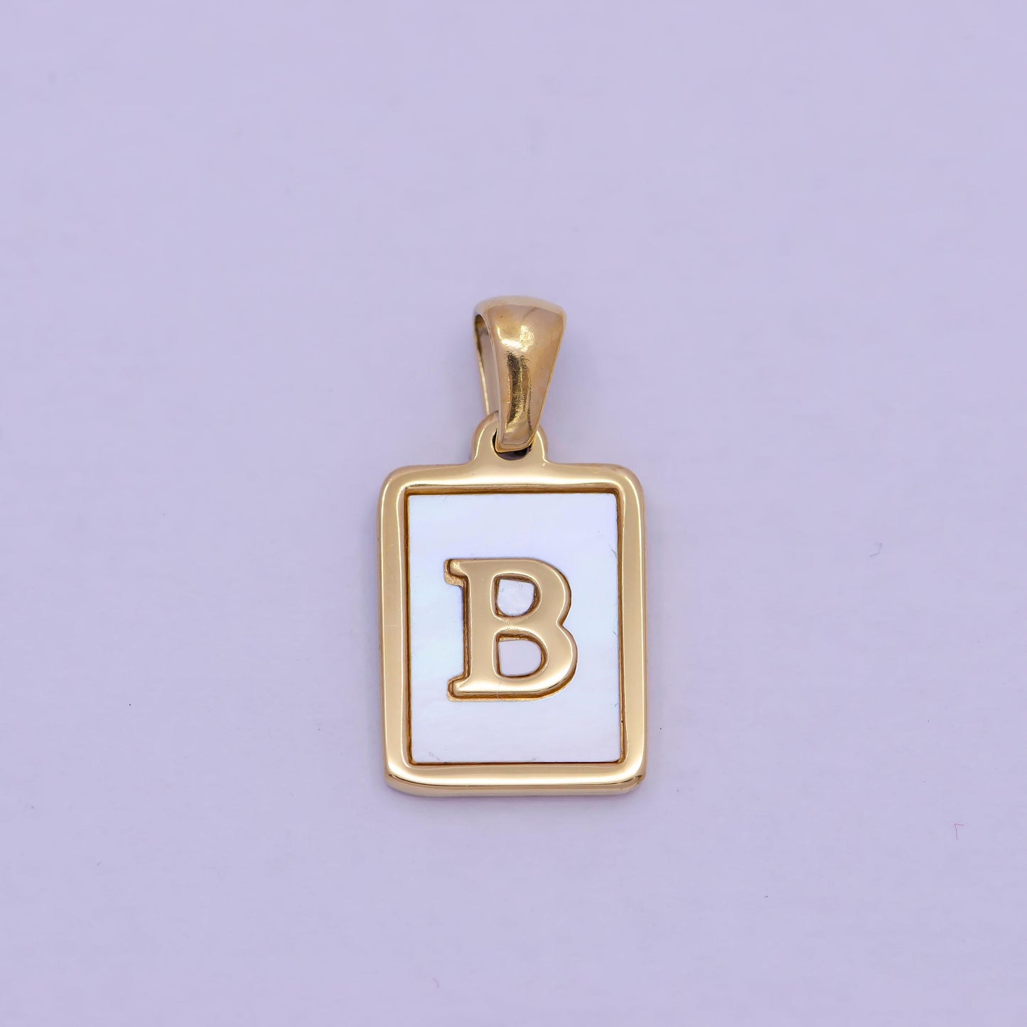 Mother of pearl letter charm gold tag alphabet charm, shell letter pendant personalized letters initial charm stainless steel tarnish free