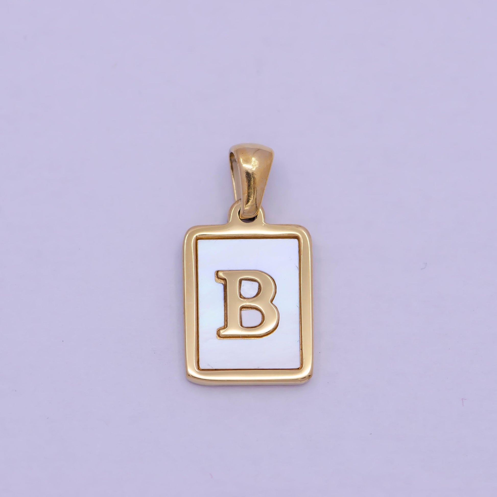 Mother of pearl letter charm gold tag alphabet charm, shell letter pendant personalized letters initial charm stainless steel tarnish free