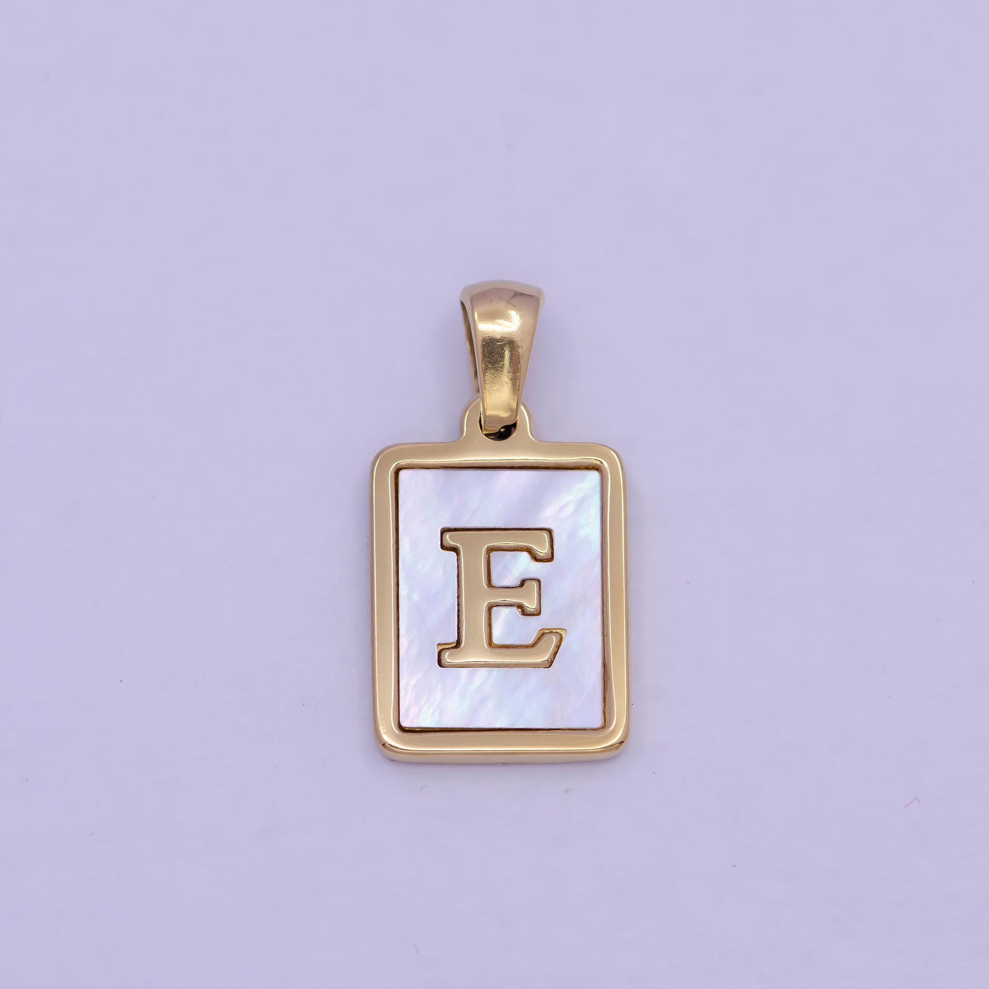 Mother of pearl letter charm gold tag alphabet charm, shell letter pendant personalized letters initial charm stainless steel tarnish free