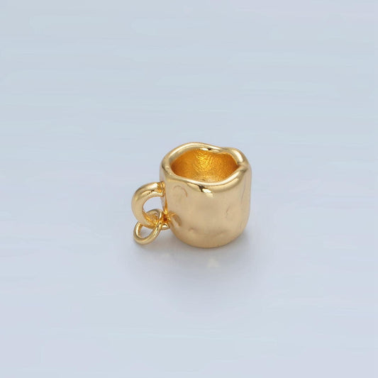 24k gold filled camping cup charm small glass charm for travel, girl scout jewelry inspired ag904