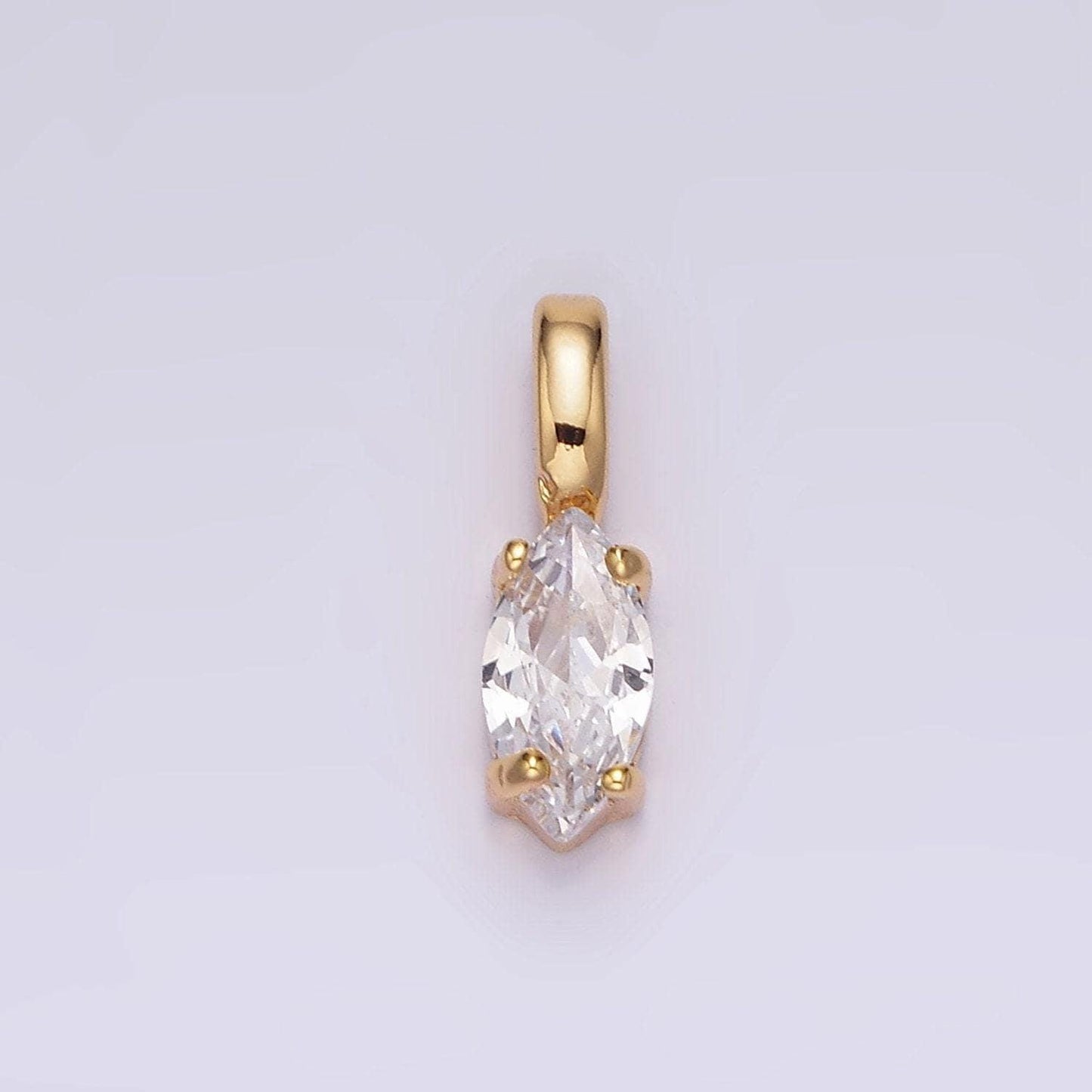 16k gold filled clear marquise cz minimalist pendant | n1778