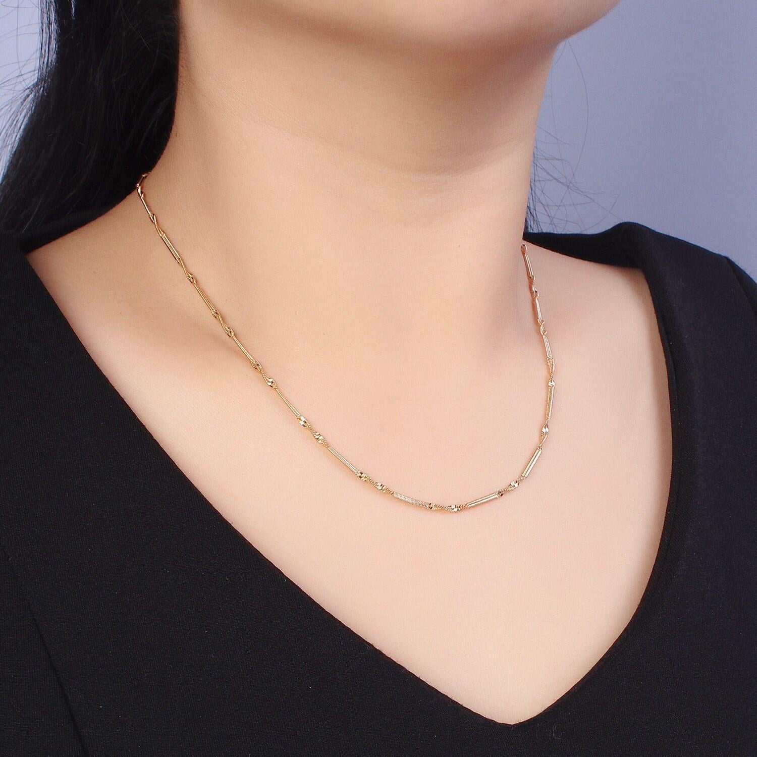 1pc 18.5'' ready to use gold twisted necklace chain, layering rope chain dainty necklace, for pendant charm necklace making wa-1603