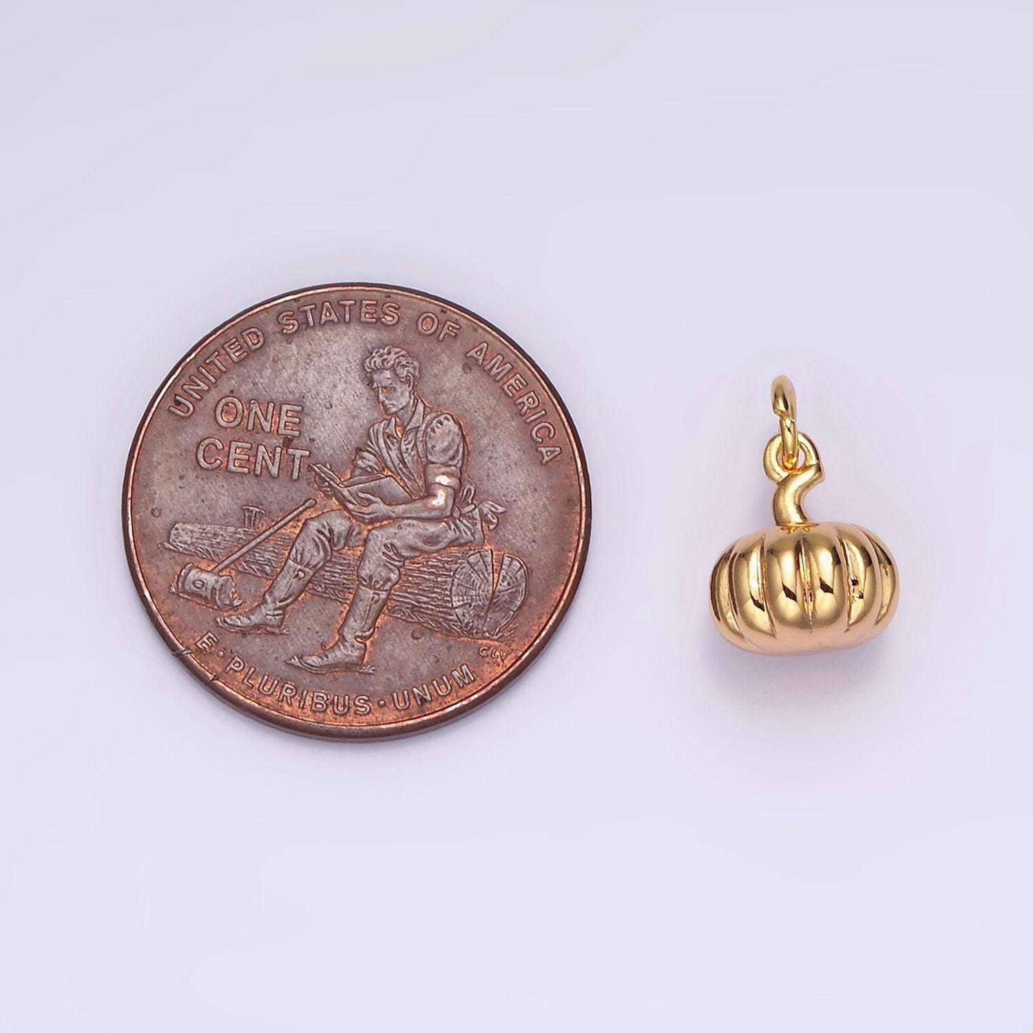 18k gold filled 9mm pumpkin fruit puffed add-on charm | n1760