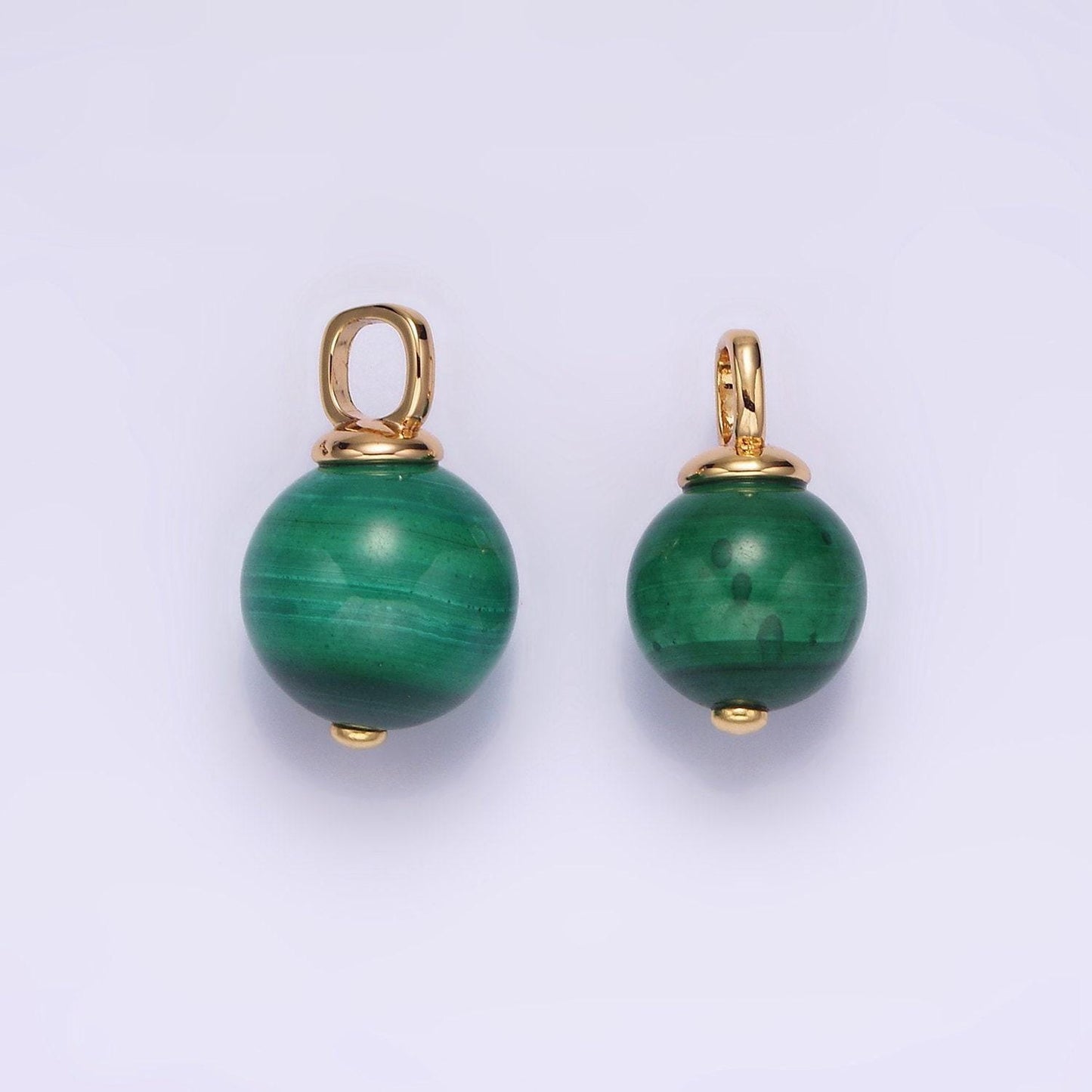 14k gold filled malachite charm small dainty pendant 4mm ring natural gemstone for charm earring necklace ornaments dangle charm ag410