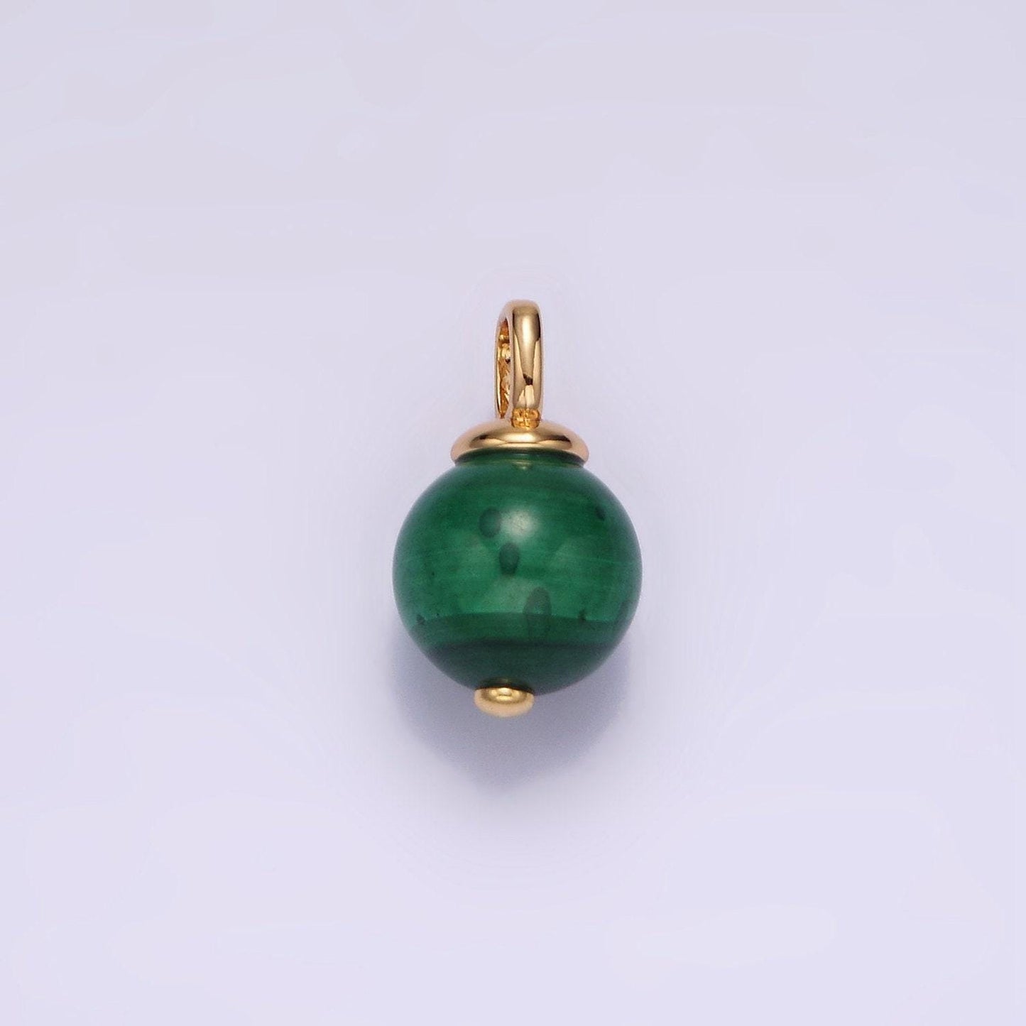 14k gold filled malachite charm small dainty pendant 4mm ring natural gemstone for charm earring necklace ornaments dangle charm ag410