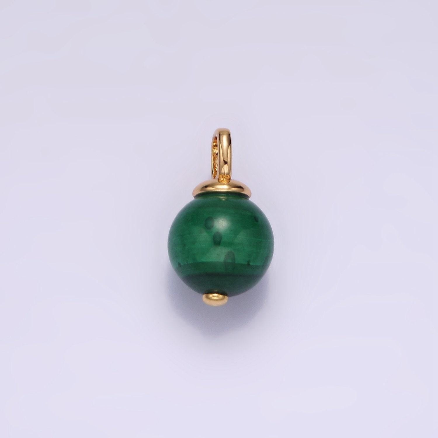 14k gold filled malachite charm small dainty pendant 4mm ring natural gemstone for charm earring necklace ornaments dangle charm ag410