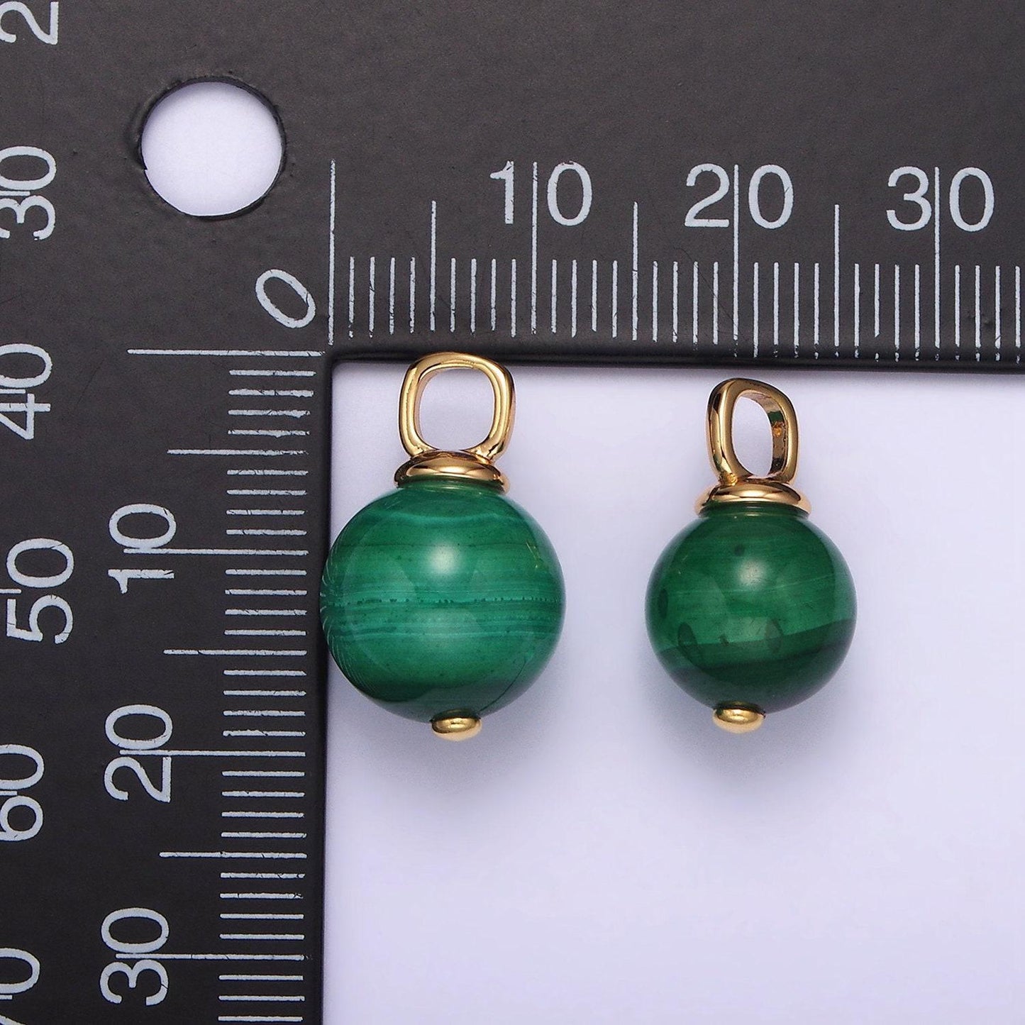 14k gold filled malachite charm small dainty pendant 4mm ring natural gemstone for charm earring necklace ornaments dangle charm ag410