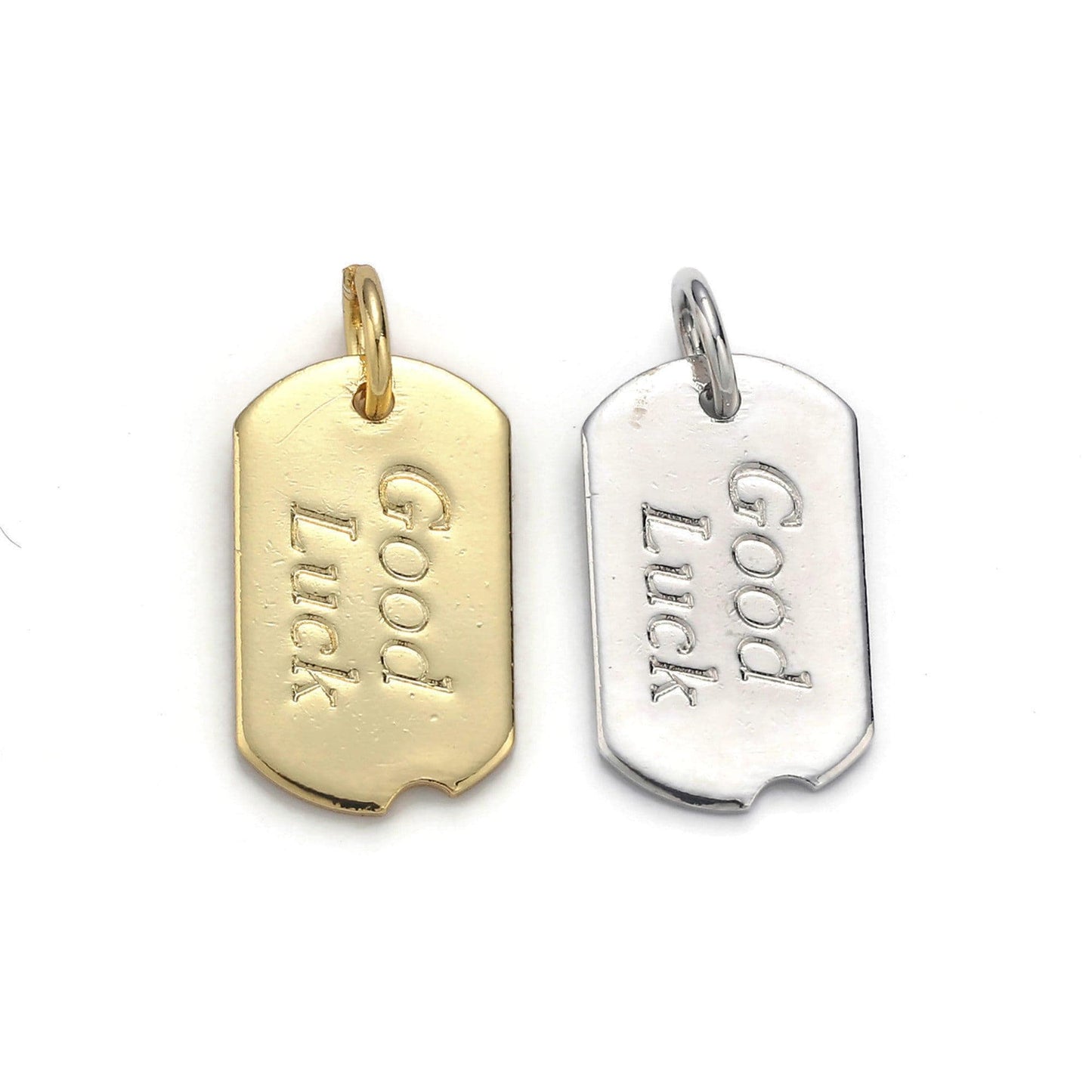 1pc 24k gold good luck charm, bar plate good luck pendant charm, charm, gold or silver color optionchgf-001071