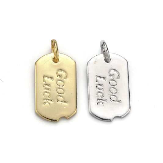 1pc 24k gold good luck charm, bar plate good luck pendant charm, charm, gold or silver color optionchgf-001071