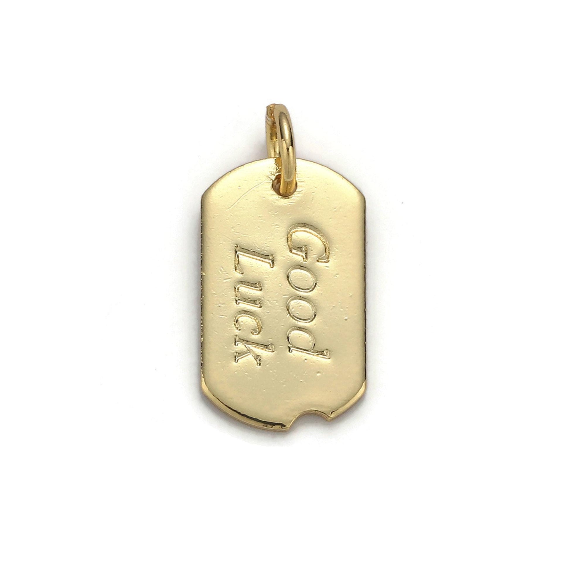 1pc 24k gold good luck charm, bar plate good luck pendant charm, charm, gold or silver color optionchgf-001071