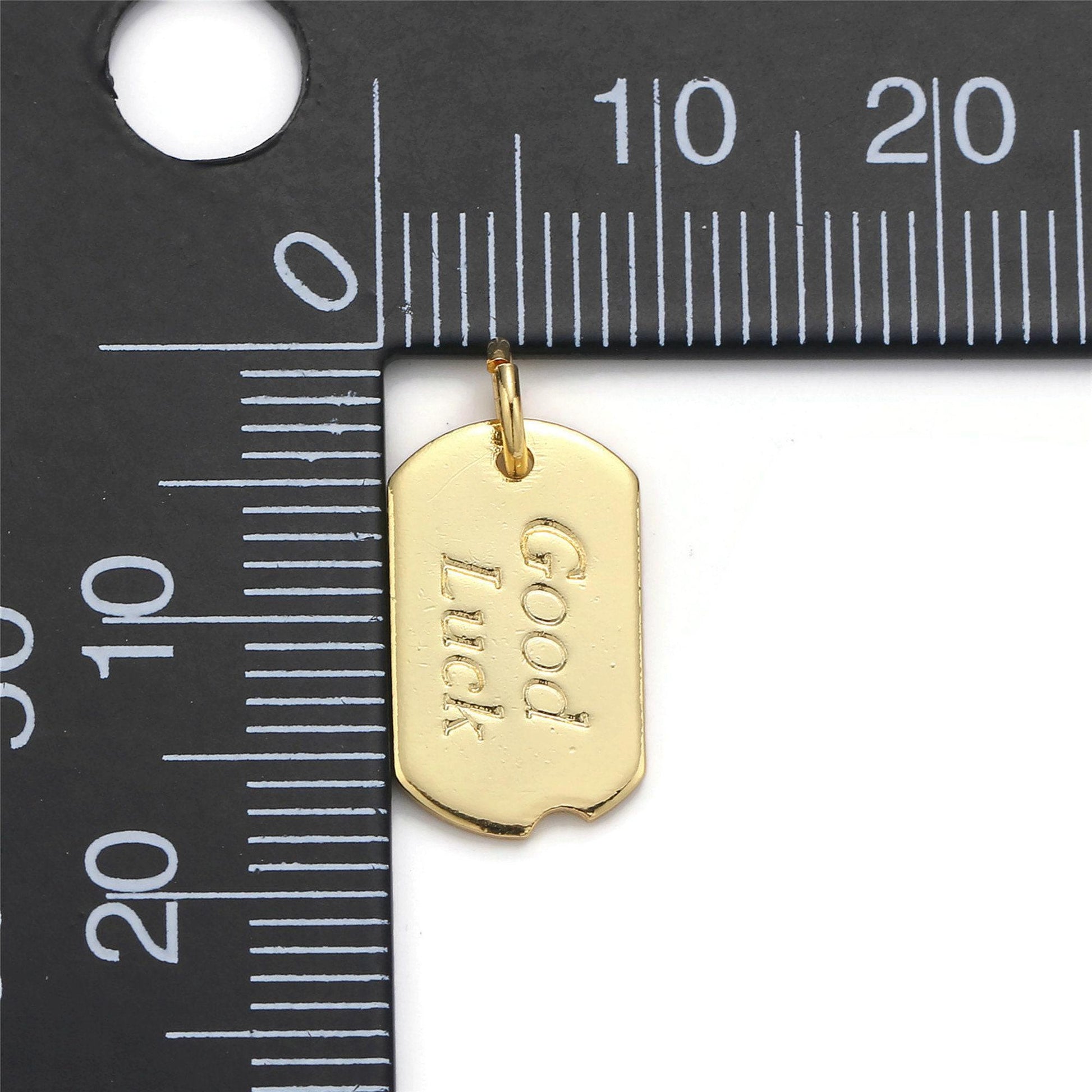 1pc 24k gold good luck charm, bar plate good luck pendant charm, charm, gold or silver color optionchgf-001071