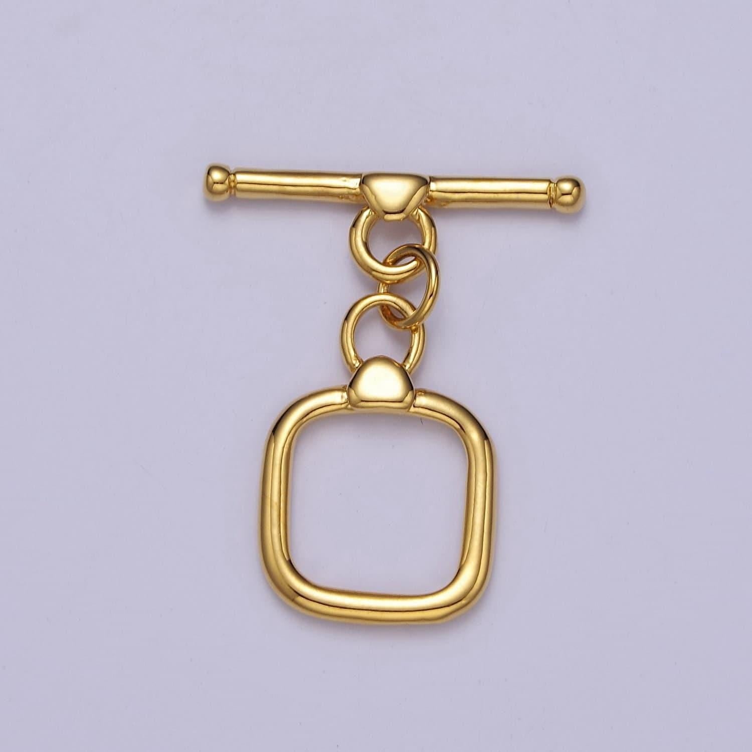 Geometric square toggle clasp connector, 24k gold filled toggle clasp, jewelry end clasp for bracelet, necklace closure l-688