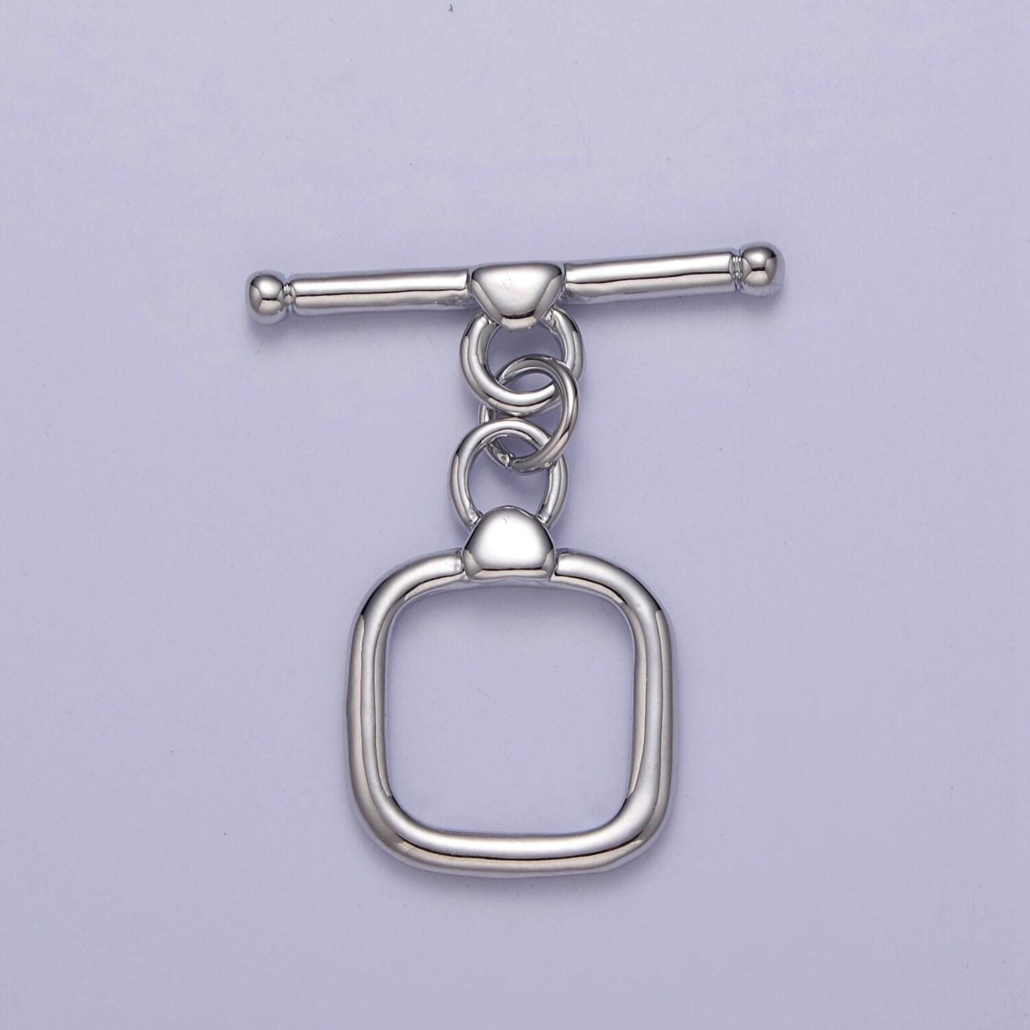Geometric square toggle clasp connector, 24k gold filled toggle clasp, jewelry end clasp for bracelet, necklace closure l-688