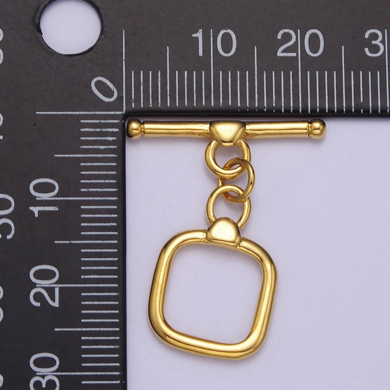 Geometric square toggle clasp connector, 24k gold filled toggle clasp, jewelry end clasp for bracelet, necklace closure l-688