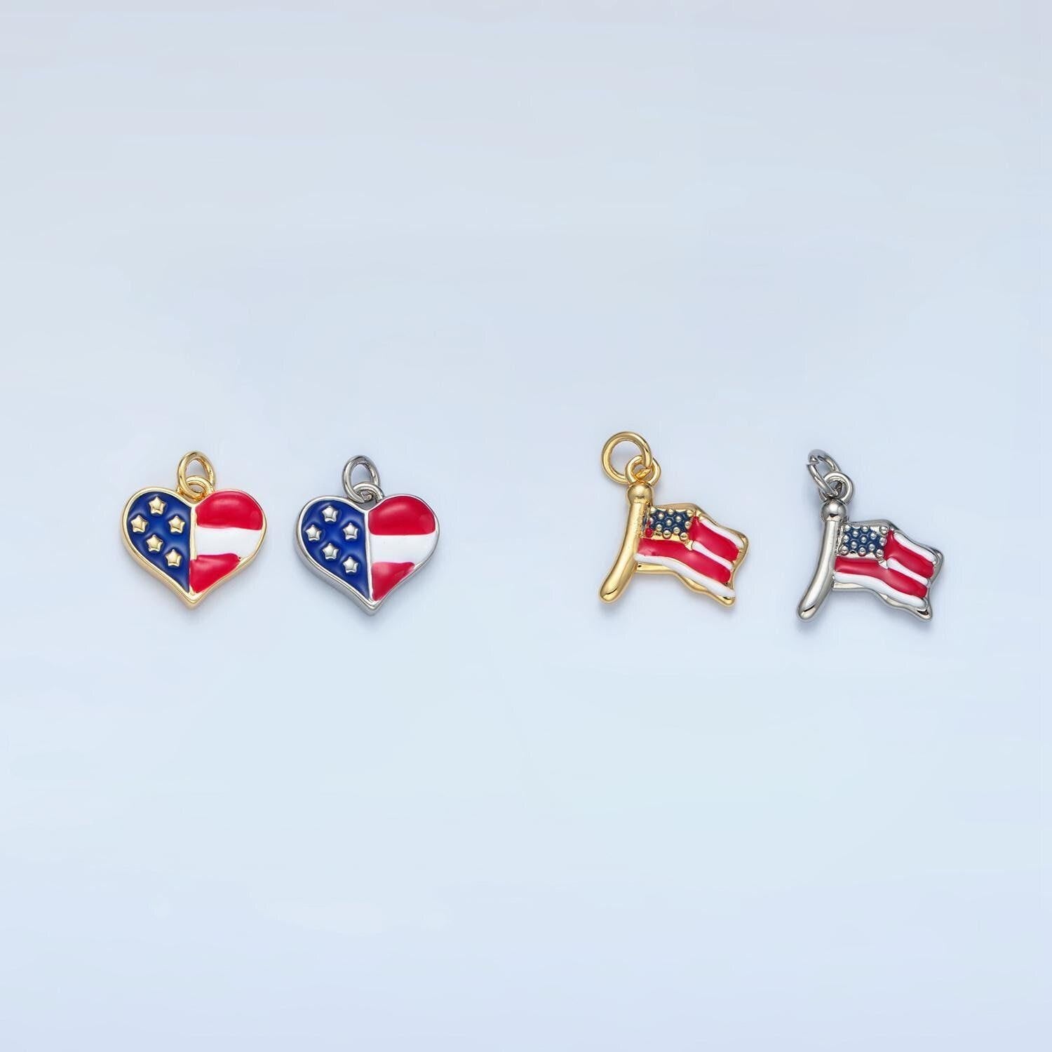 Enamel gold american flag charm for election jewelry united states patriotic vote presidential 4th of july inspired necklace bracelet n770