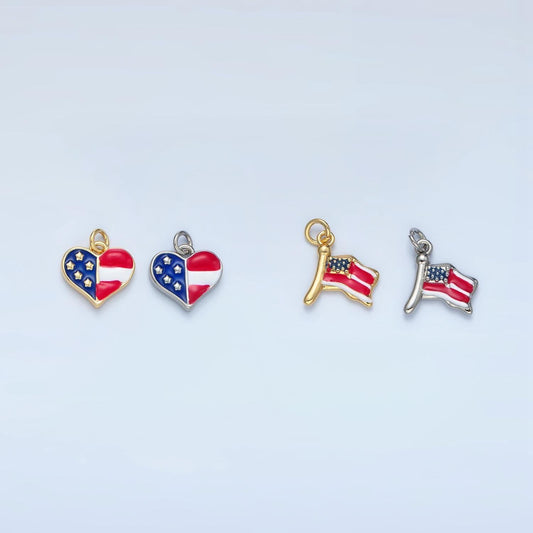Enamel gold american flag charm for election jewelry united states patriotic vote presidential 4th of july inspired necklace bracelet n770