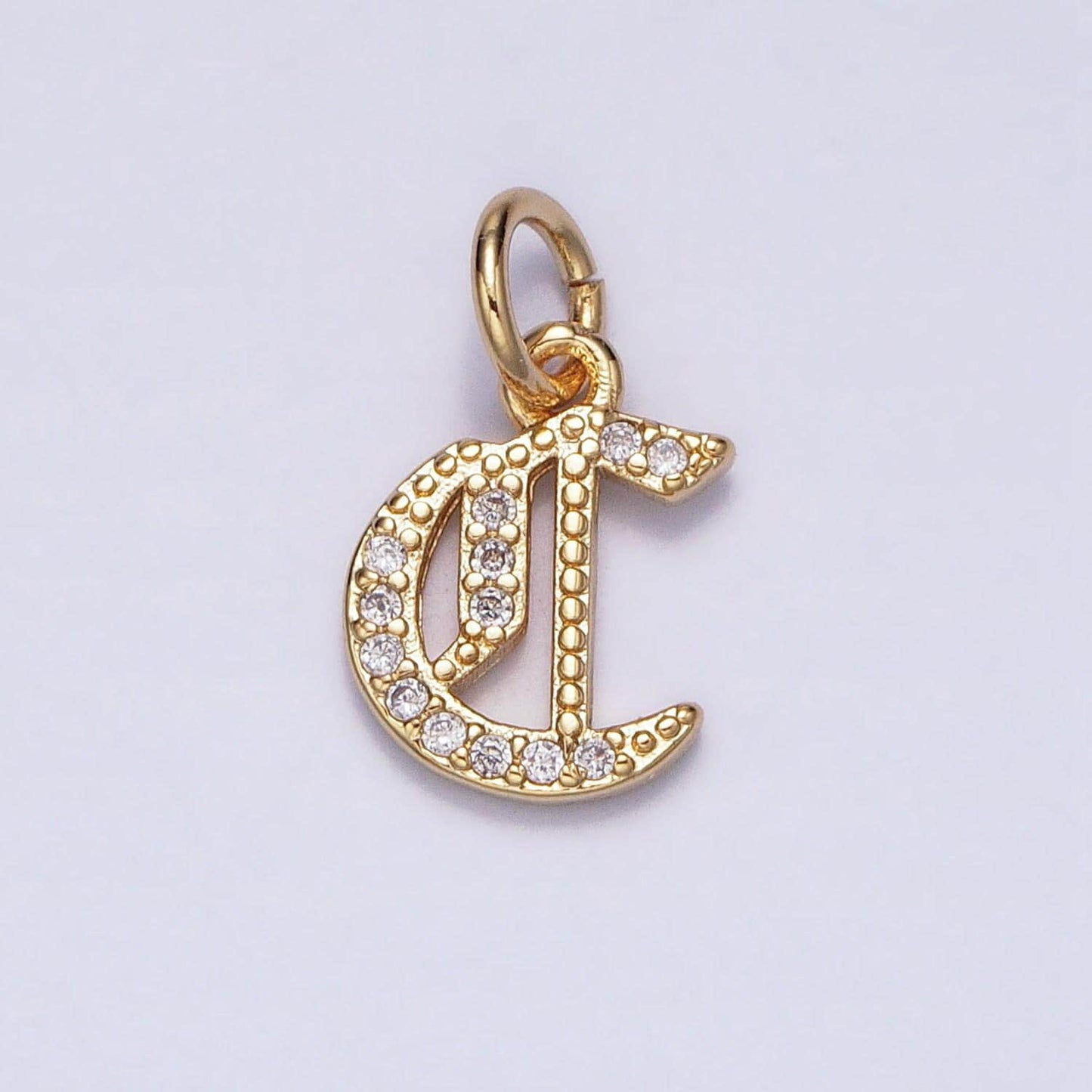 Dainty cz old english gold fill letter charms alphabet initial charms 16 k gold filled micro pave name letter