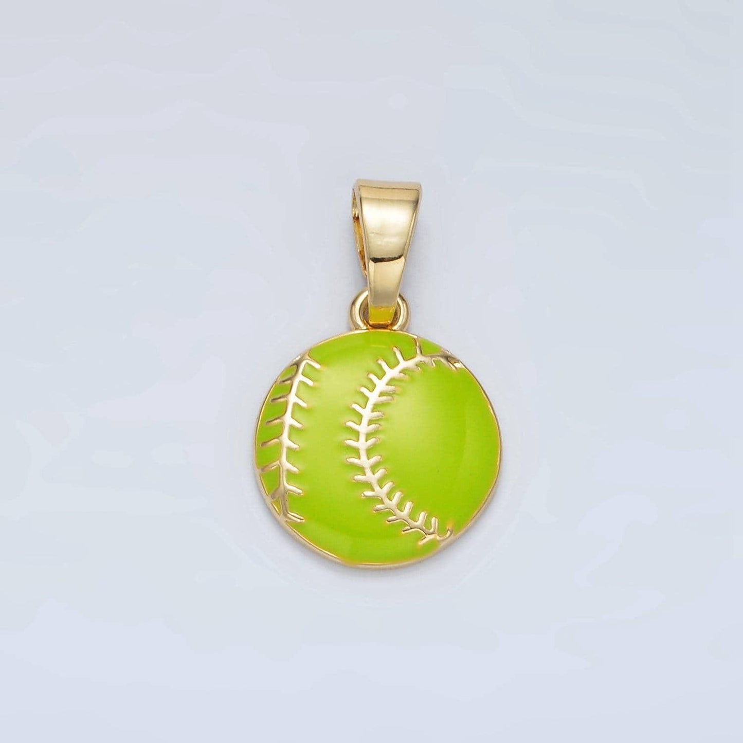 14k gold filed softball pendant ball charm green enamel sport ball pendant game day team bracelet necklace charm inspired | i451