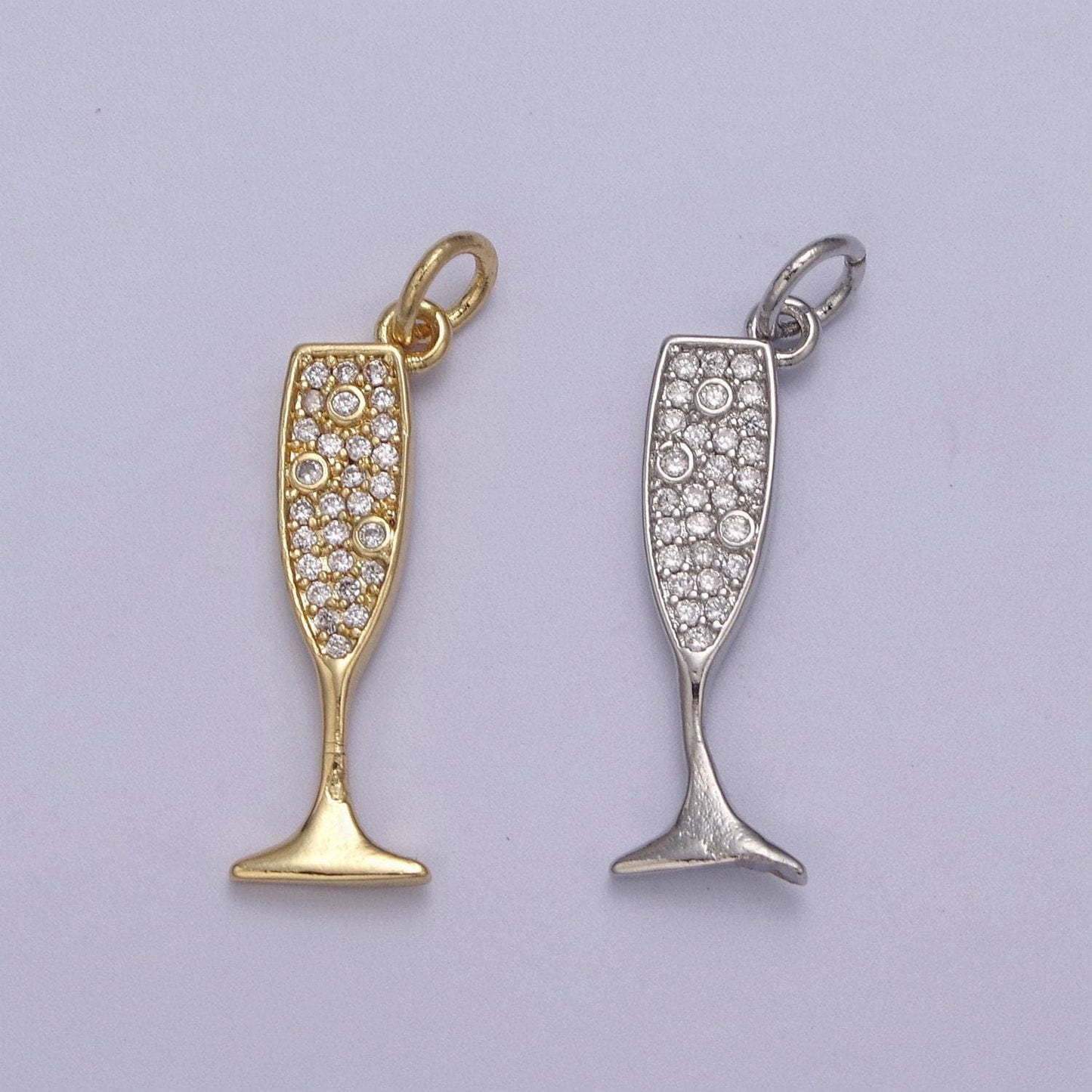 Dainty gold filled cubic glass champagne / silver bubbly sparkling wine for new year party inspired n-381 / n-382