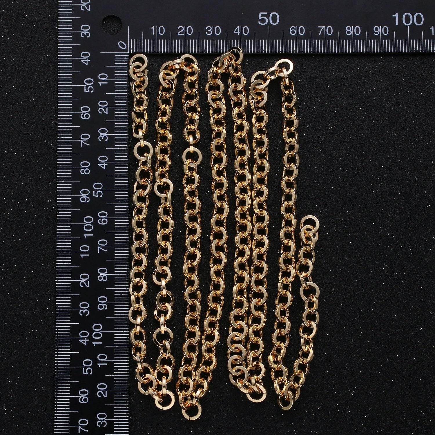 24k gold bold chain by yard, round link chain by foot, wholesale bulk roll chain for diyjewelry, thickness1.2mm, roll-273