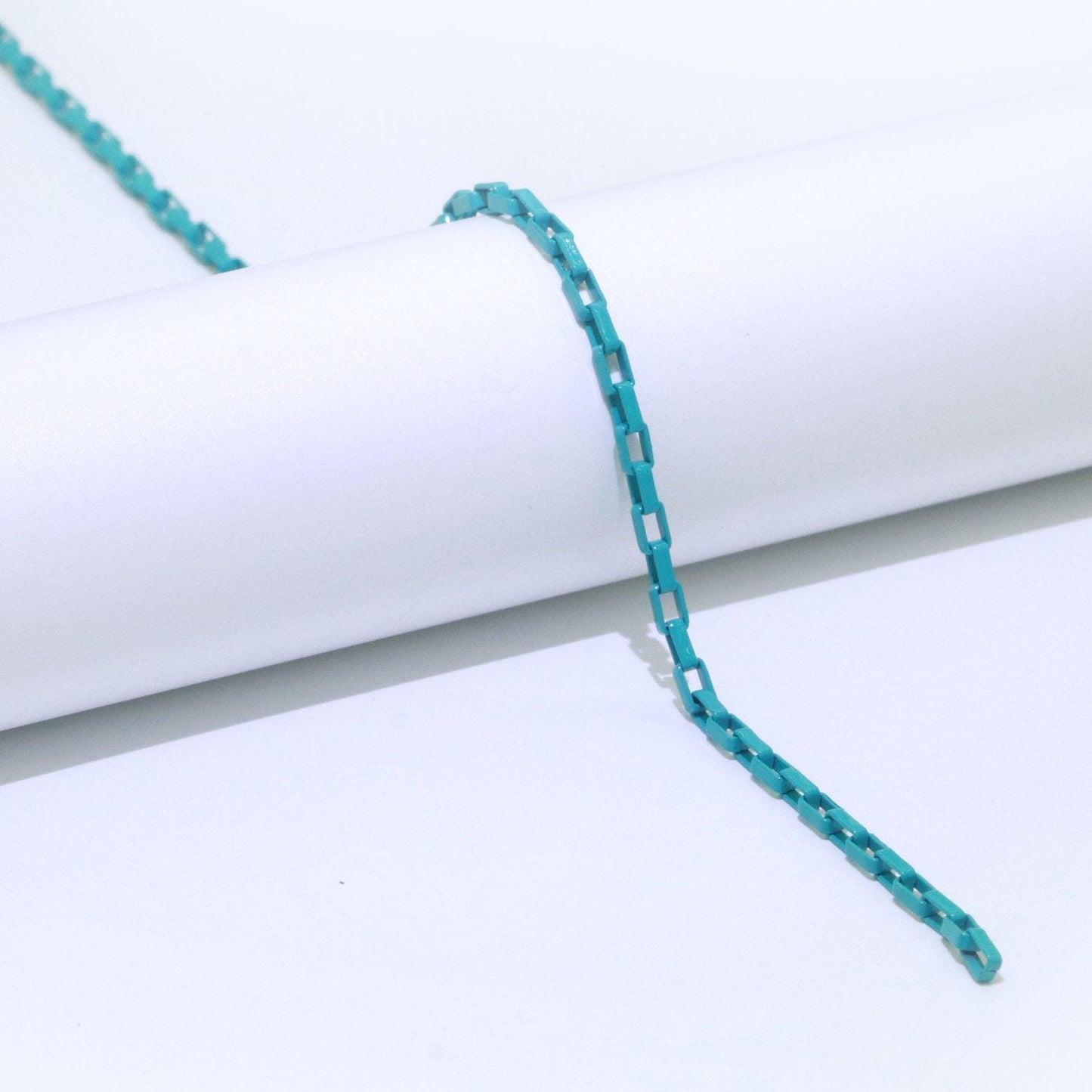 Pink,purple,teal,white and yellow color fancy enamel link rolo cable chain by yard, square link chain by yard, 2.7mm, roll-546 ~ 550
