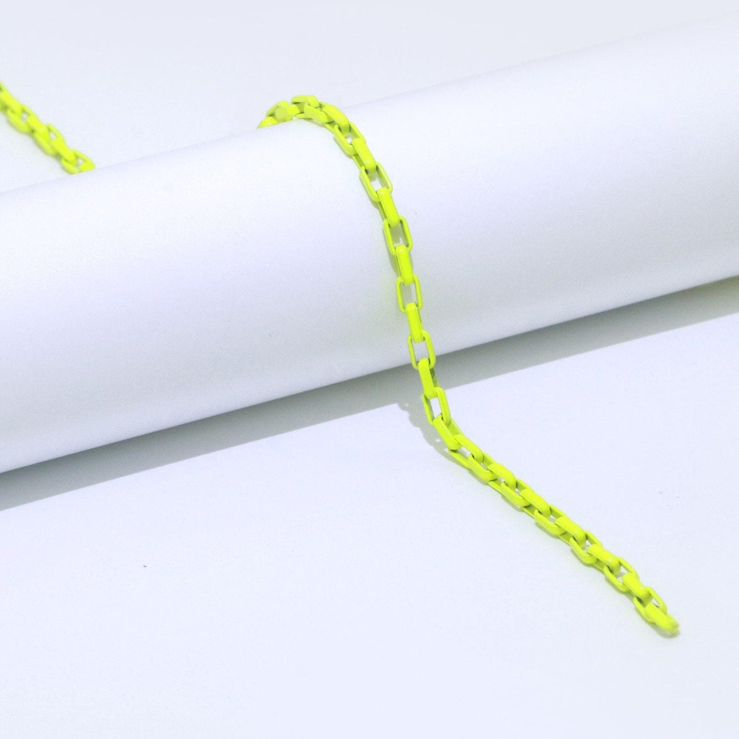 Pink,purple,teal,white and yellow color fancy enamel link rolo cable chain by yard, square link chain by yard, 2.7mm, roll-546 ~ 550