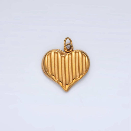 Stainless steel mini bar lined heart charm | p-1046