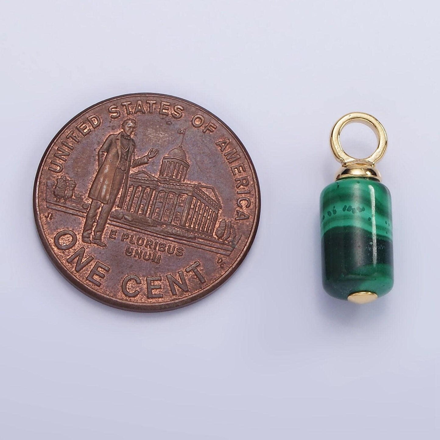 Dainty green malachite charm 14k gold filled 16x6mm tube cylinder dark green gemstone for diy jewelry making earring bracelet necklace ag685
