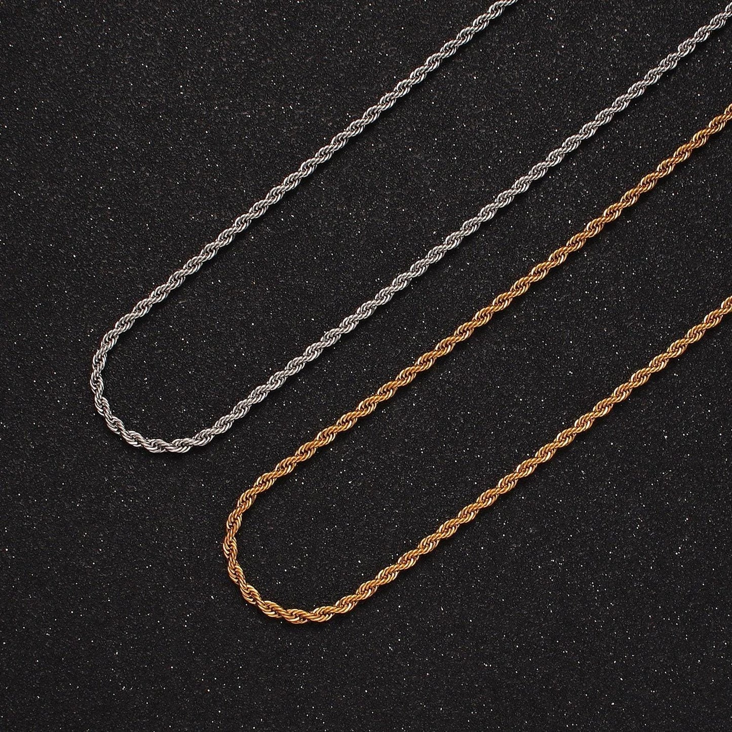 Stainless steel 1.8mm rope chain 18 inches necklace in gold & silver | wa-2338 wa-2339