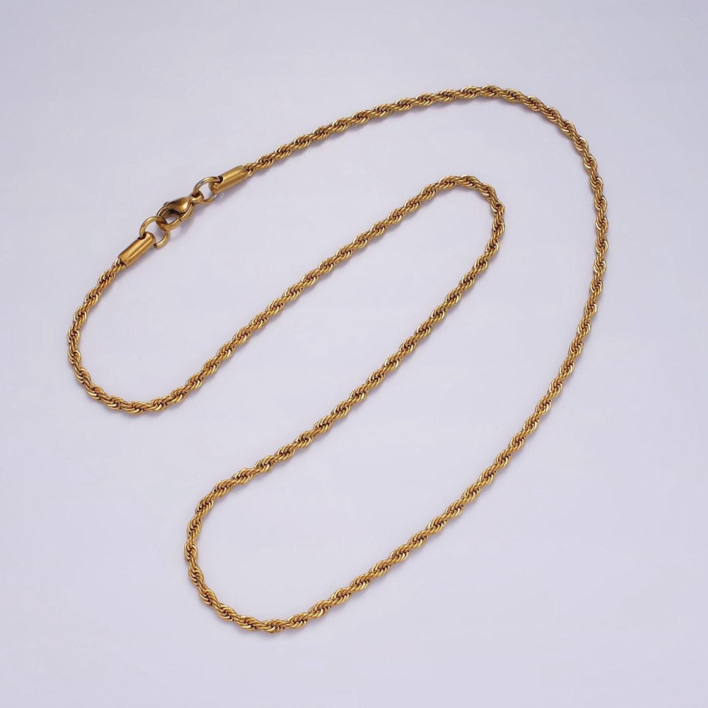 Stainless steel 1.8mm rope chain 18 inches necklace in gold & silver | wa-2338 wa-2339