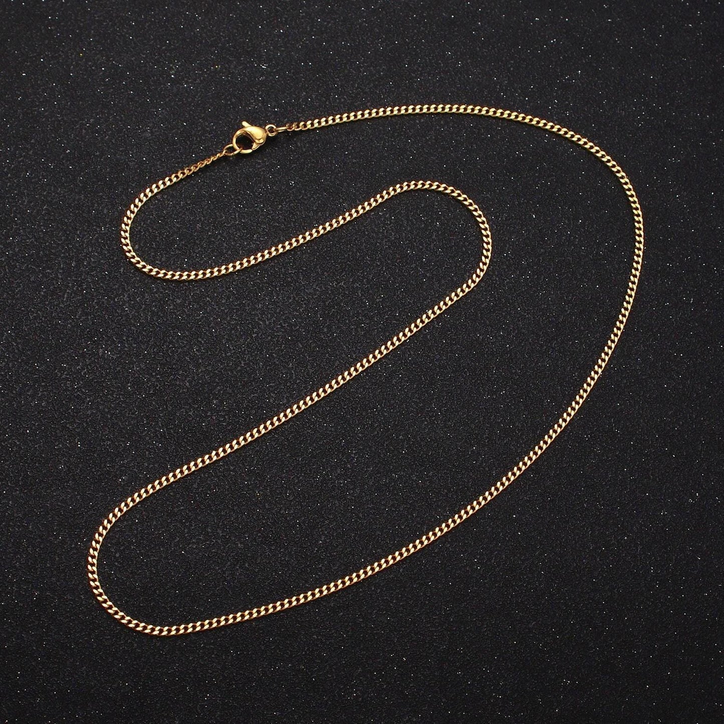 1pc 17.7'' ready to use gold cuban curb necklace chain, layer curb chain dainty stainless steel necklace, for pendant charm necklace wa1701