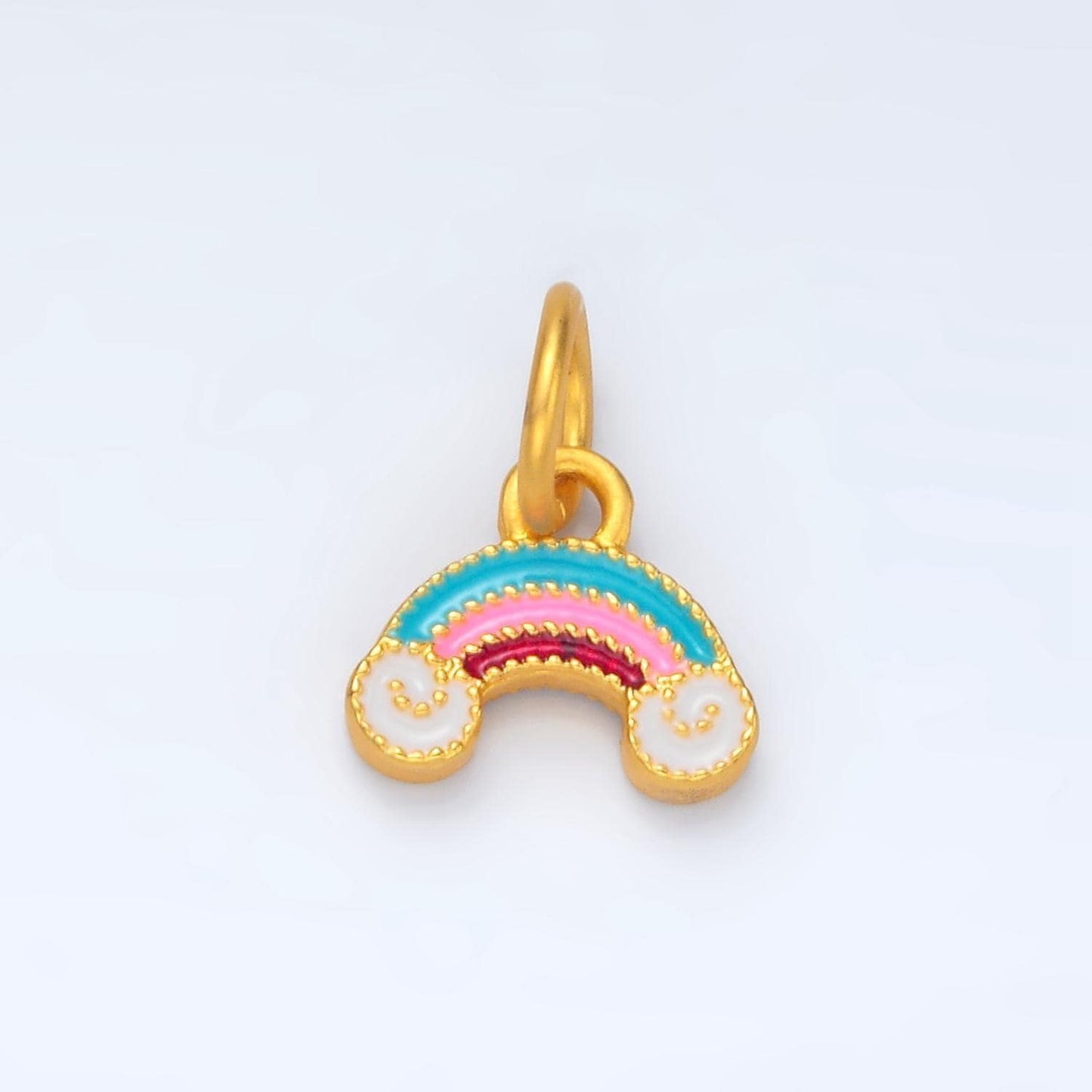 24k gold filled pastel cute kid enamel rainbow w/ clouds charms | m-156