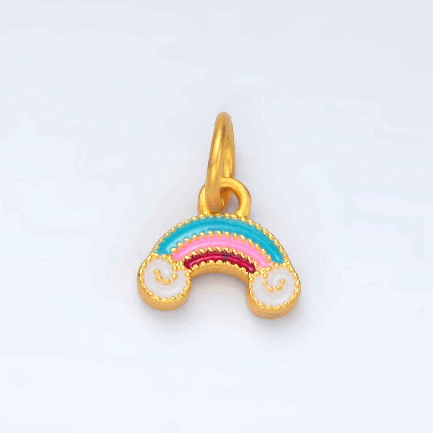 24k gold filled pastel cute kid enamel rainbow w/ clouds charms | m-156