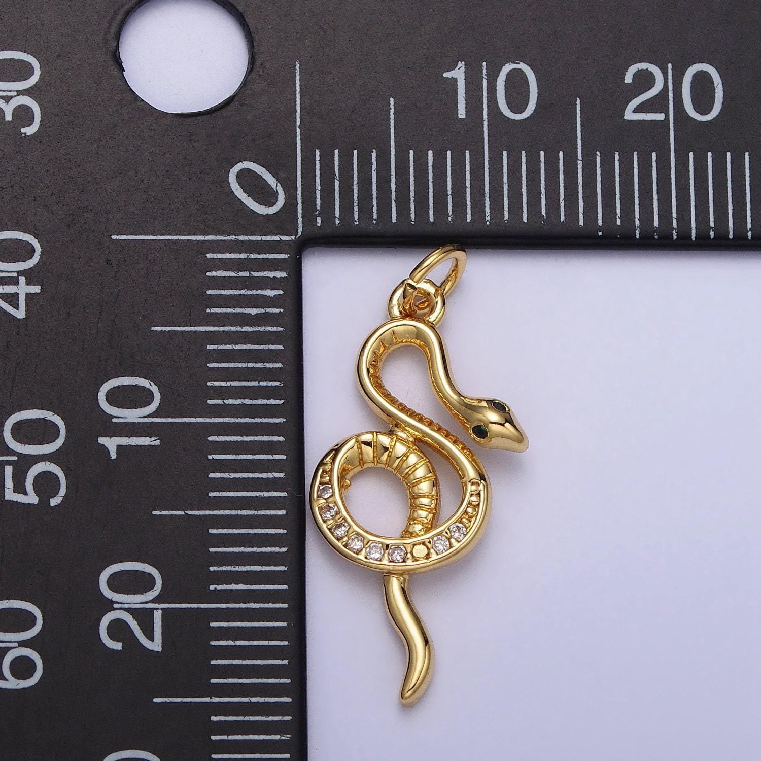 1pc gold snake charm, gold snake pendant charm, charm for serpent snake with jewelry making supply ac218