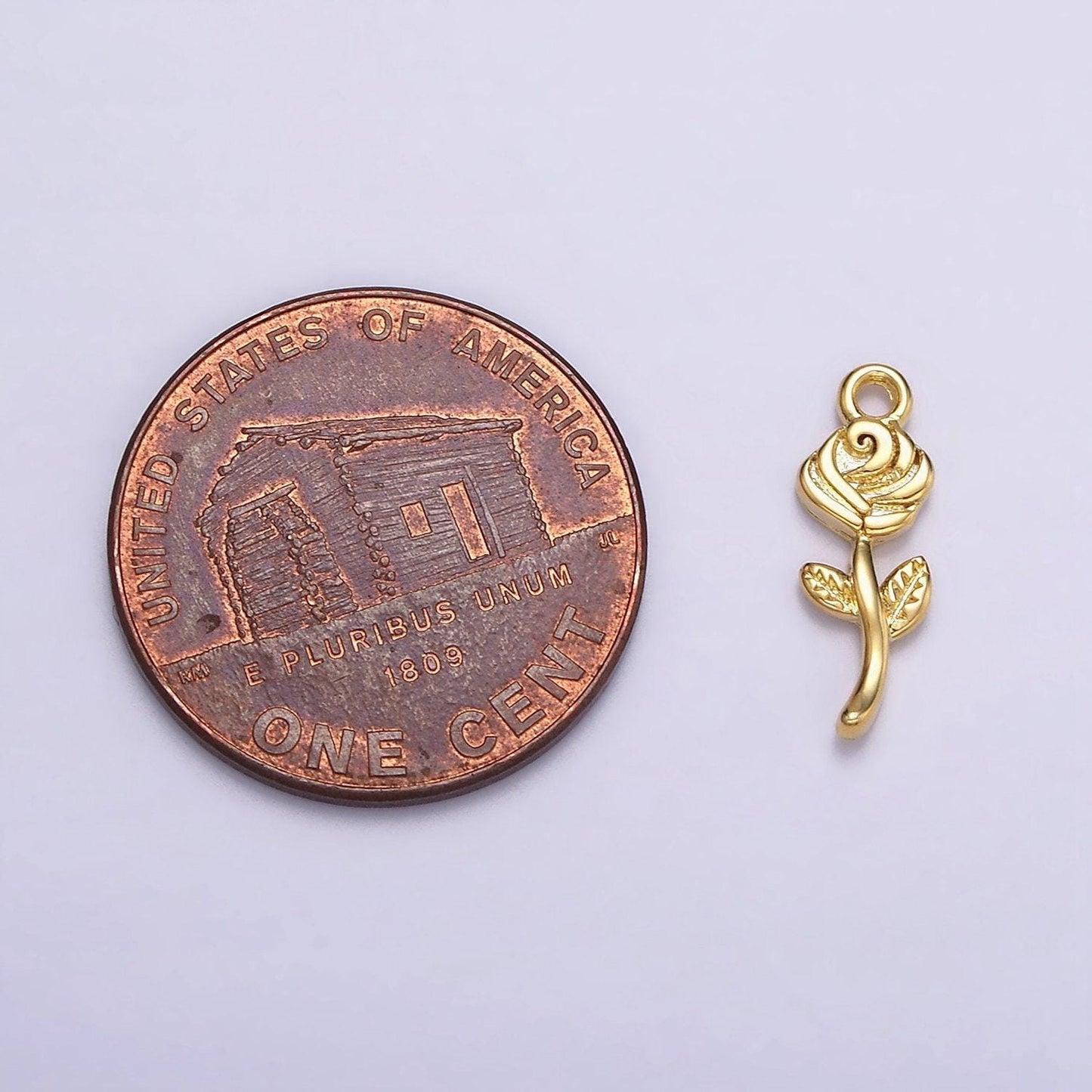 16k gold filled mini rose flower textured add-on charm | n946