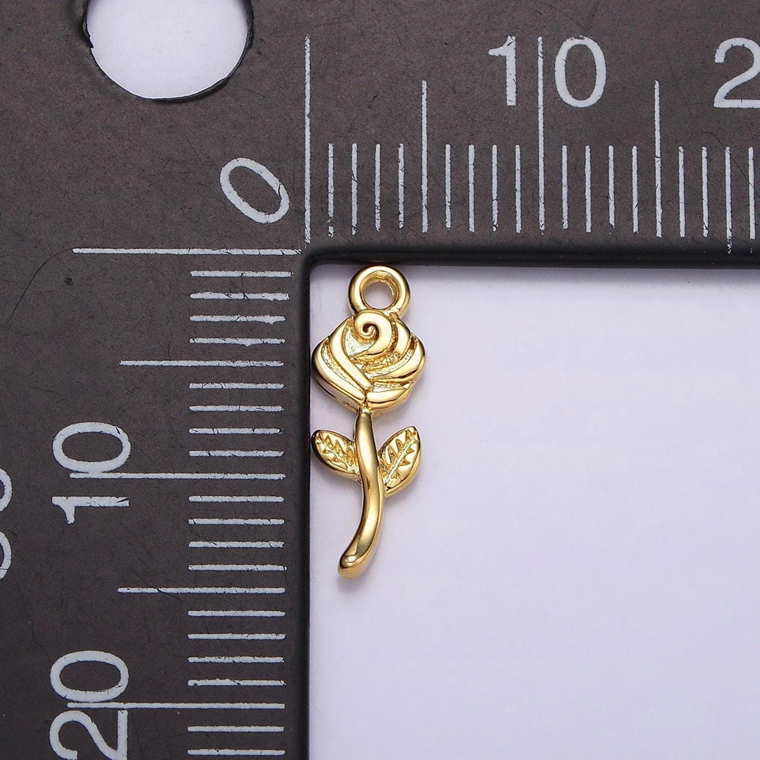 16k gold filled mini rose flower textured add-on charm | n946