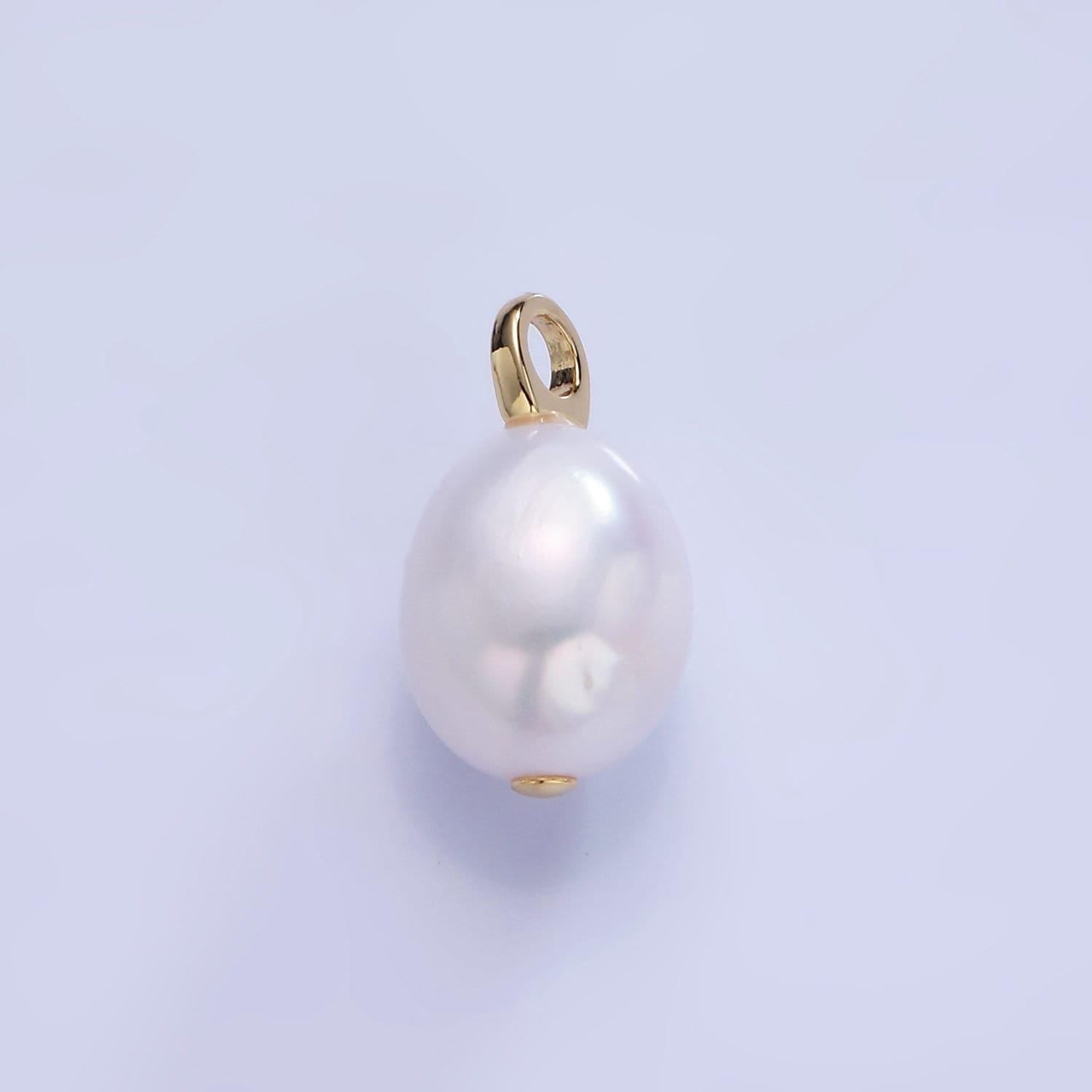 Beautiful white oval baroque pear pearl charm teardrop genuine freshwater mermaid pearls pendant p1733