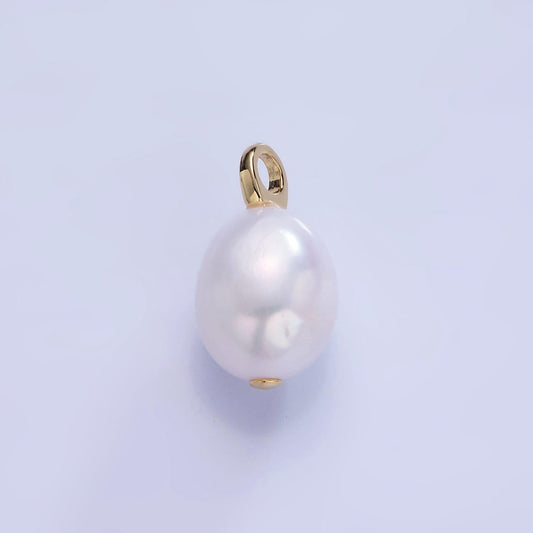 Beautiful white oval baroque pear pearl charm teardrop genuine freshwater mermaid pearls pendant p1733