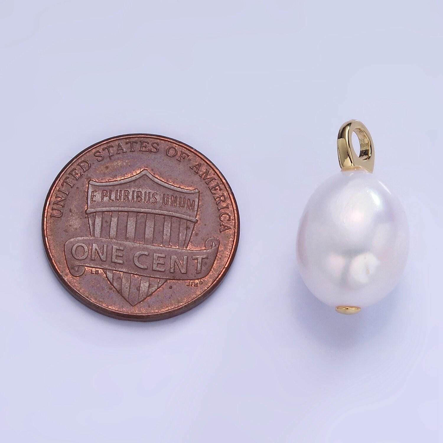 Beautiful white oval baroque pear pearl charm teardrop genuine freshwater mermaid pearls pendant p1733