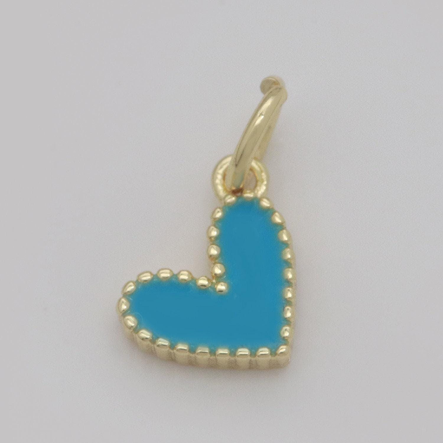Small gold heart charm - dainty enamel mini heart add on charm tiny colorful love inspired gold filled pendant for necklace bracelet,m-639