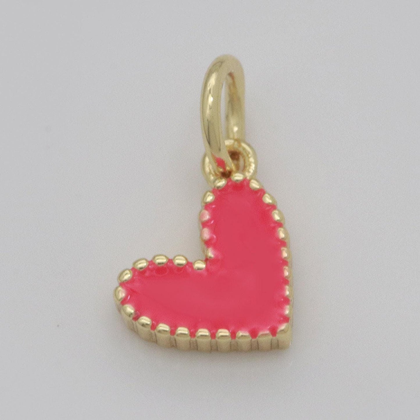 Small gold heart charm - dainty enamel mini heart add on charm tiny colorful love inspired gold filled pendant for necklace bracelet,m-639