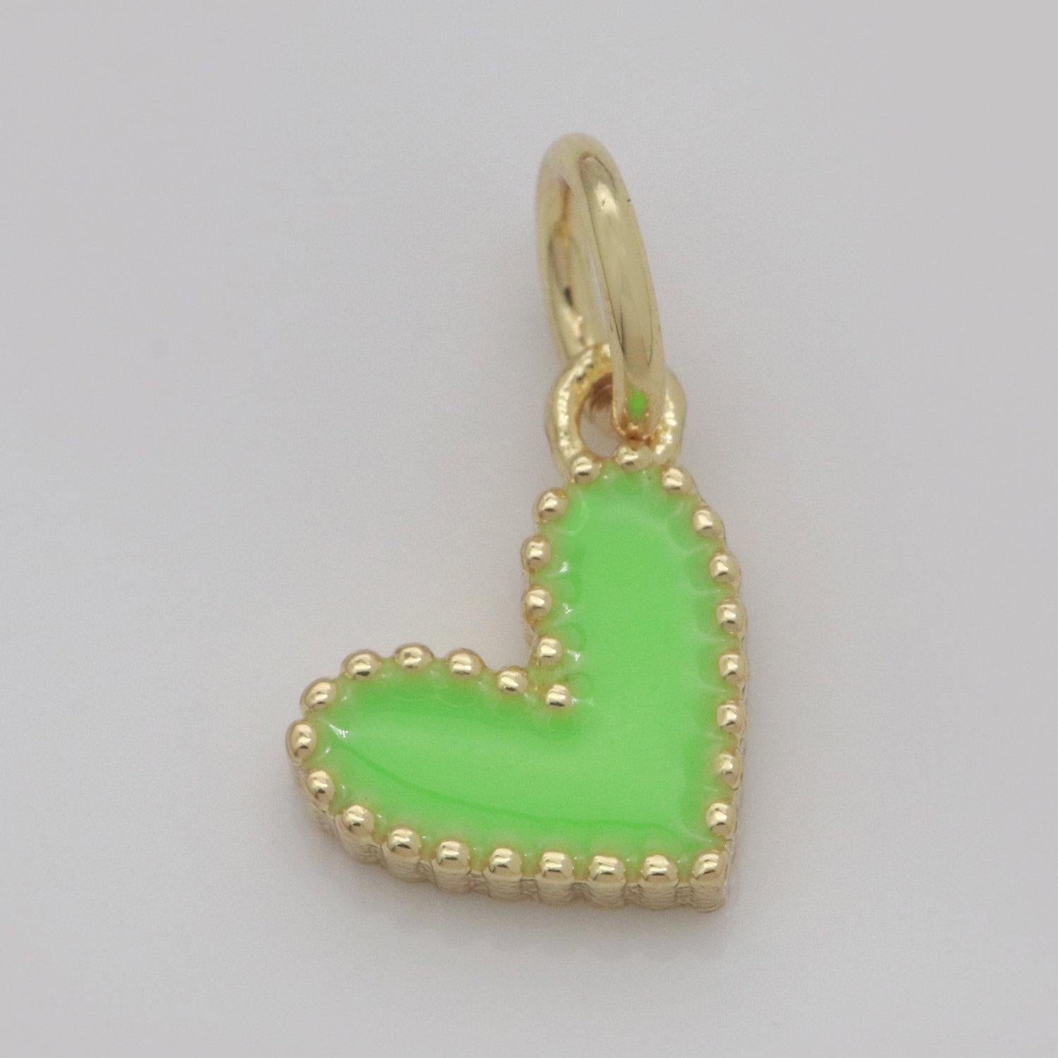 Small gold heart charm - dainty enamel mini heart add on charm tiny colorful love inspired gold filled pendant for necklace bracelet,m-639