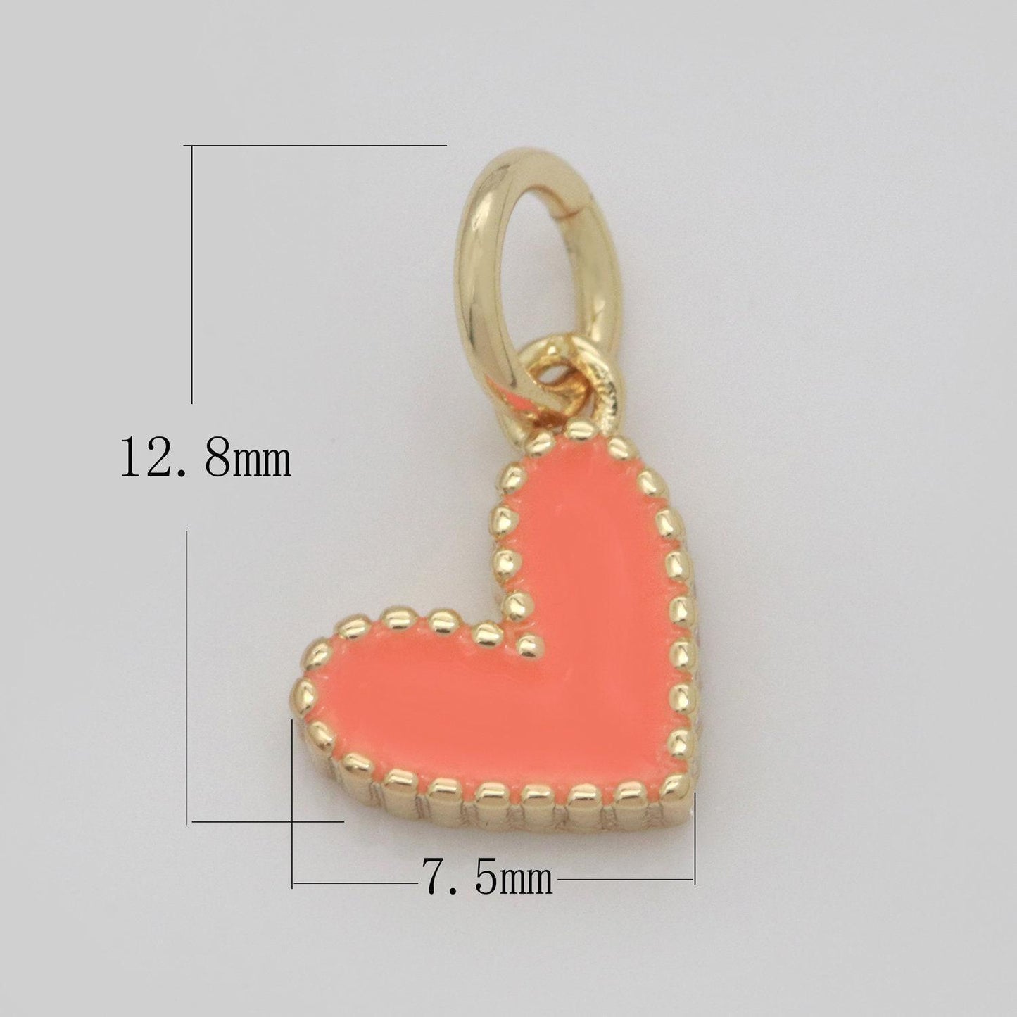 Small gold heart charm - dainty enamel mini heart add on charm tiny colorful love inspired gold filled pendant for necklace bracelet,m-639